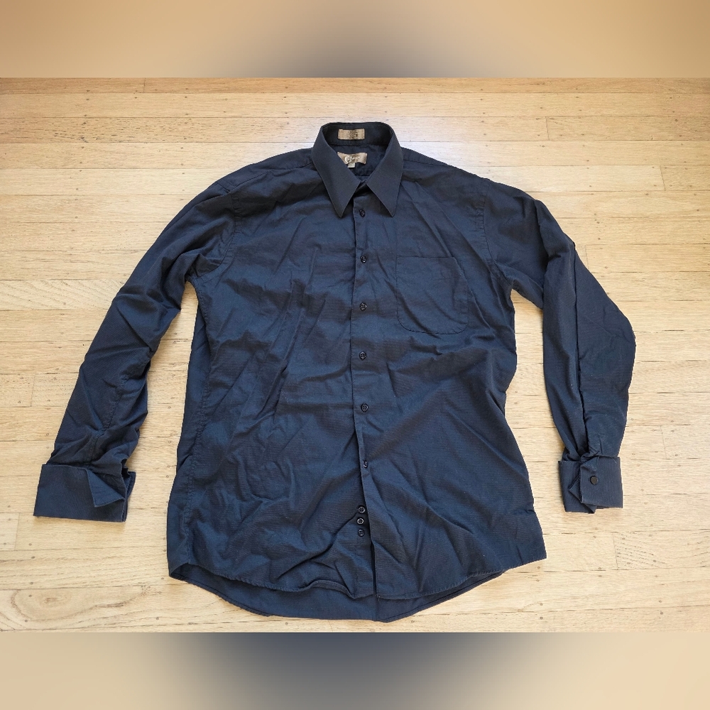 Chiarelli Dark Button Up Cotton Dress Shirt Size 15.5